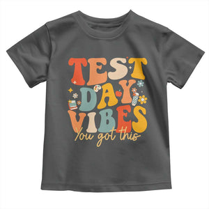 Test Day Vibes Toddler T Shirt Teacher Groovy Testing Day Exam TS10 Dark Heather Print Your Wear