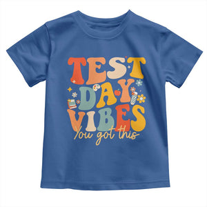 Test Day Vibes Toddler T Shirt Teacher Groovy Testing Day Exam TS10 Royal Blue Print Your Wear