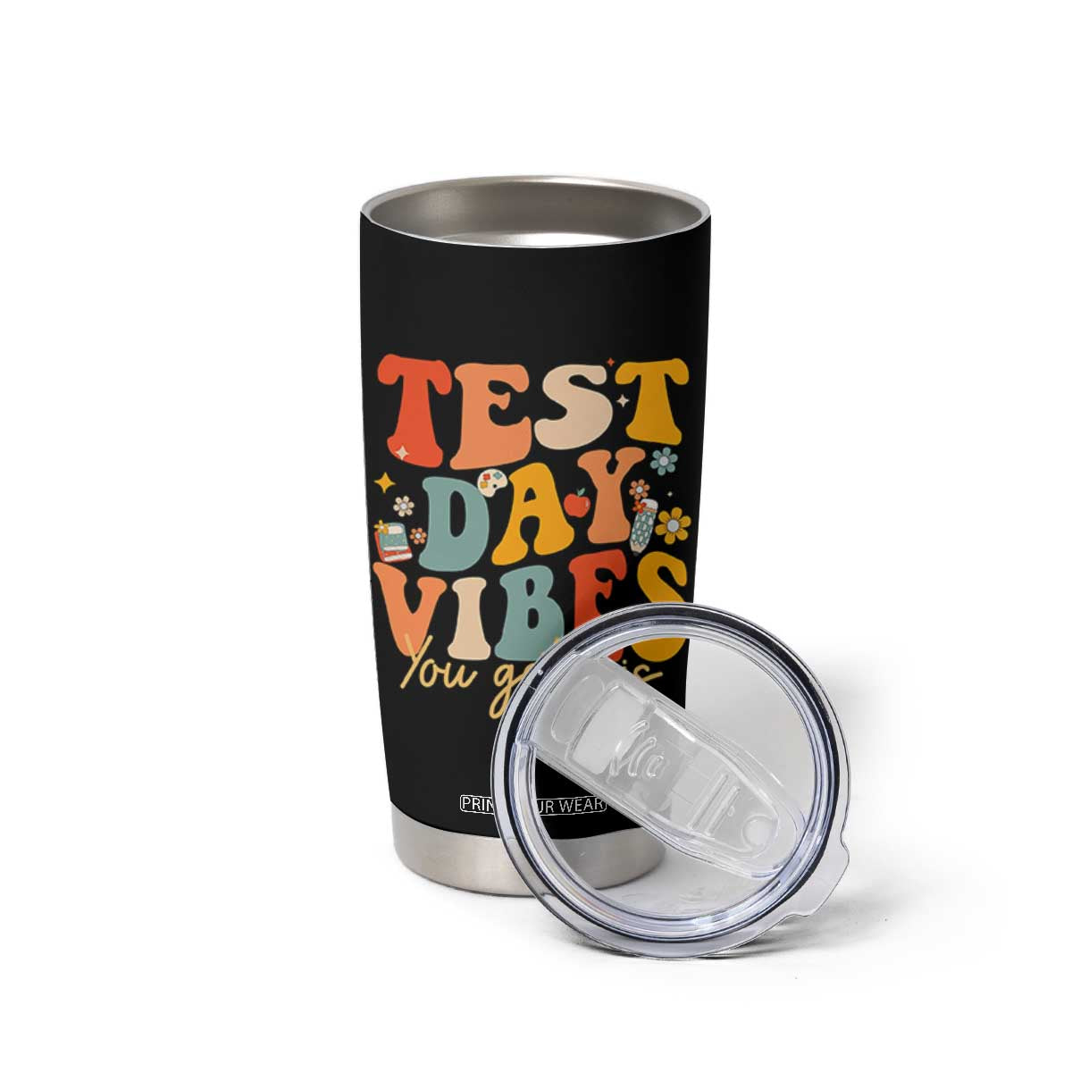 Test Day Vibes Tumbler Cup Teacher Groovy Testing Day Exam TS10 Print Your Wear
