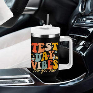 Test Day Vibes Tumbler With Handle Teacher Groovy Testing Day Exam TS10 Print Your Wear