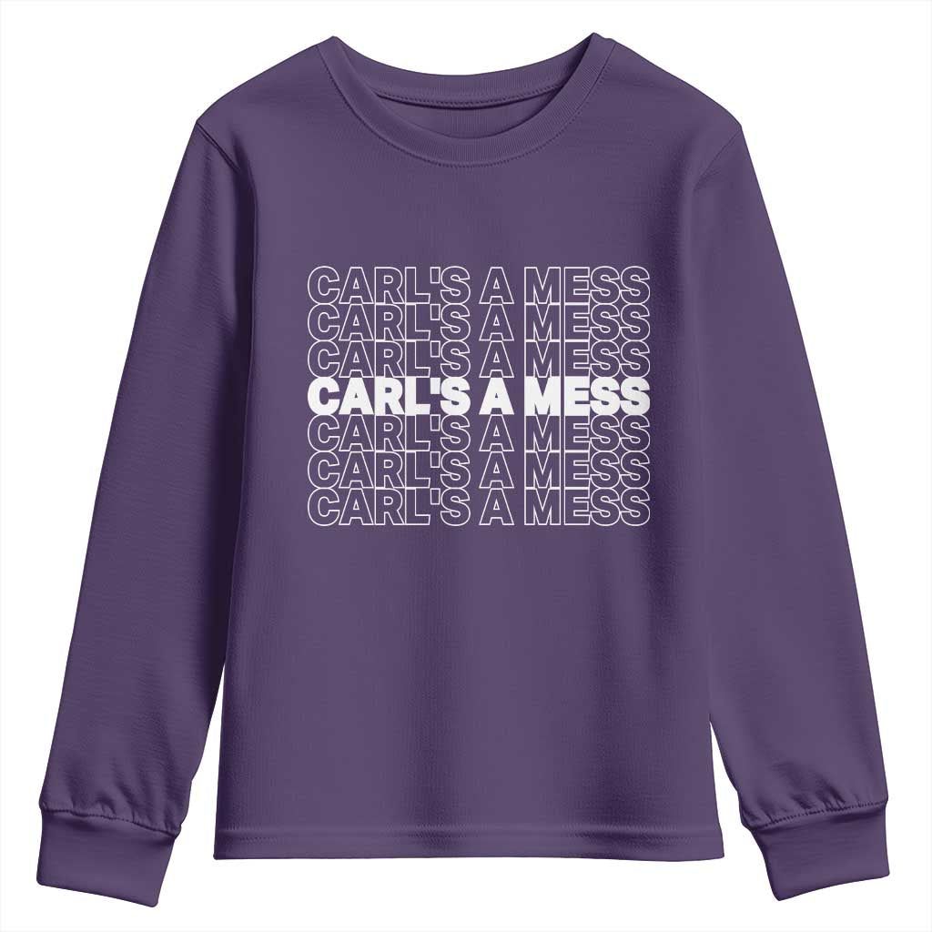 Carl's A Mess Youth Sweatshirt Reality TV Funny Meme TS10 Purple Print Your Wear