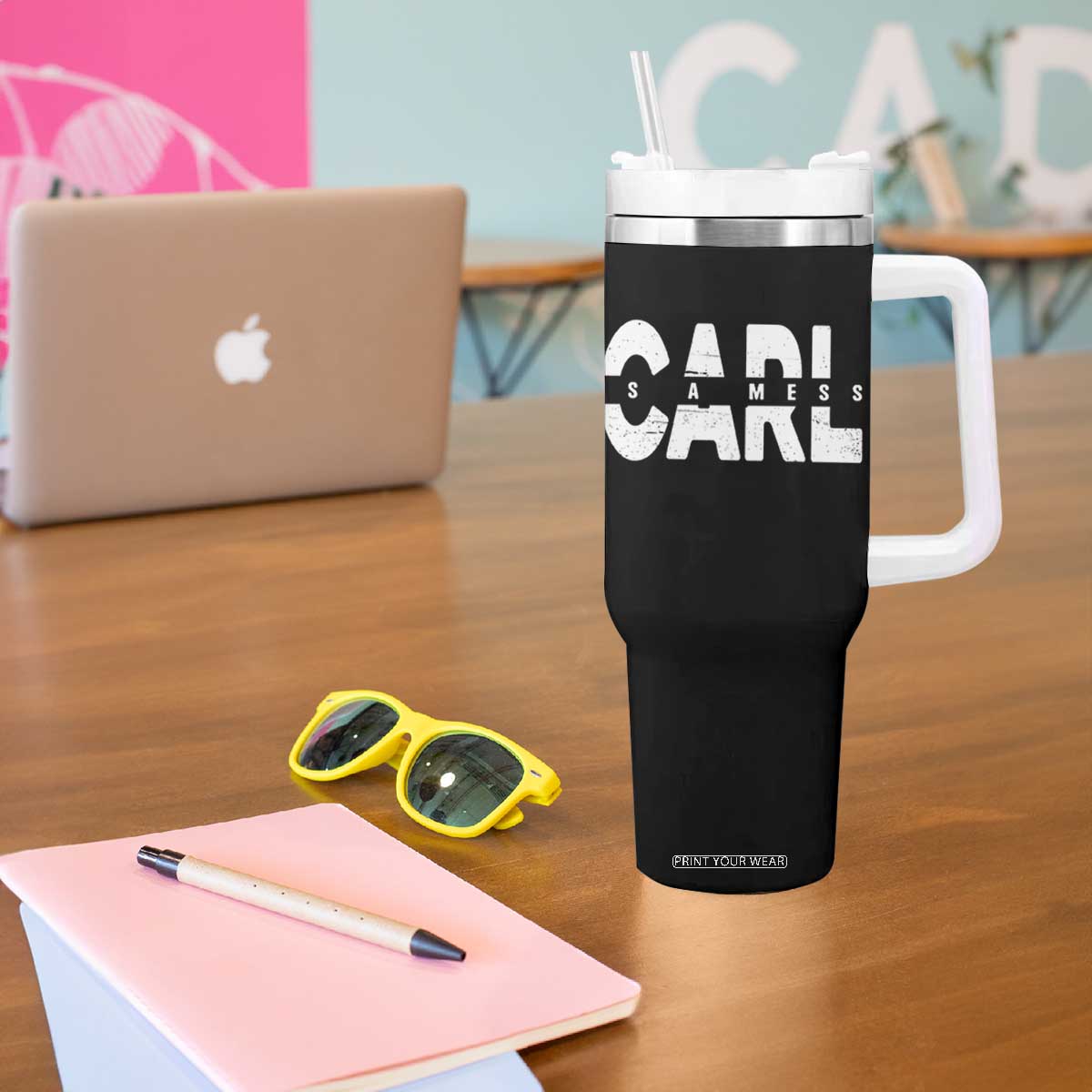 Carl's A Mess Tumbler With Handle Reality TV Viral Meme TS10 Print Your Wear