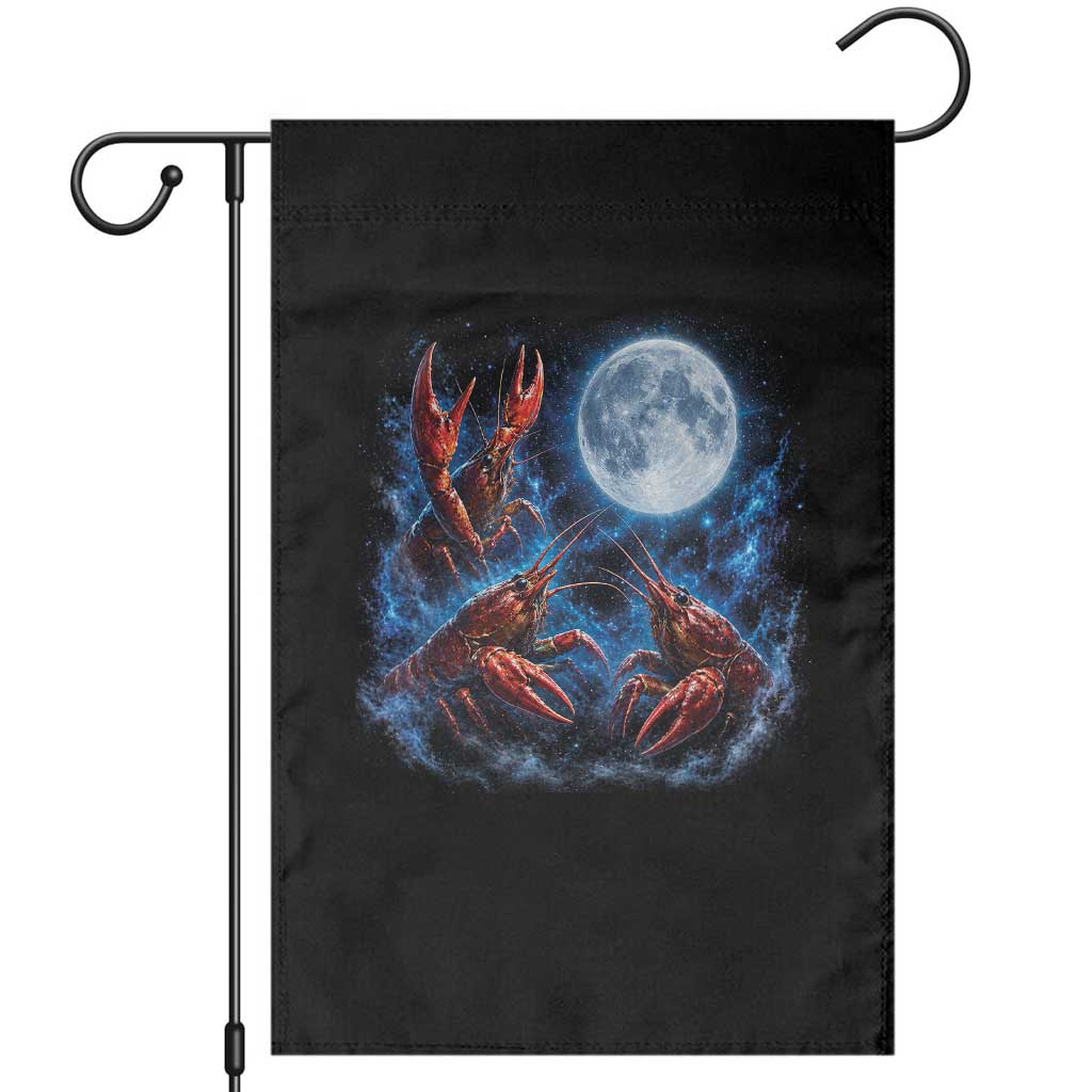Three Crawfish Moon Garden Flag Lobster Howling To The Moon Vintage Moon Animals TS10 Black Print Your Wear