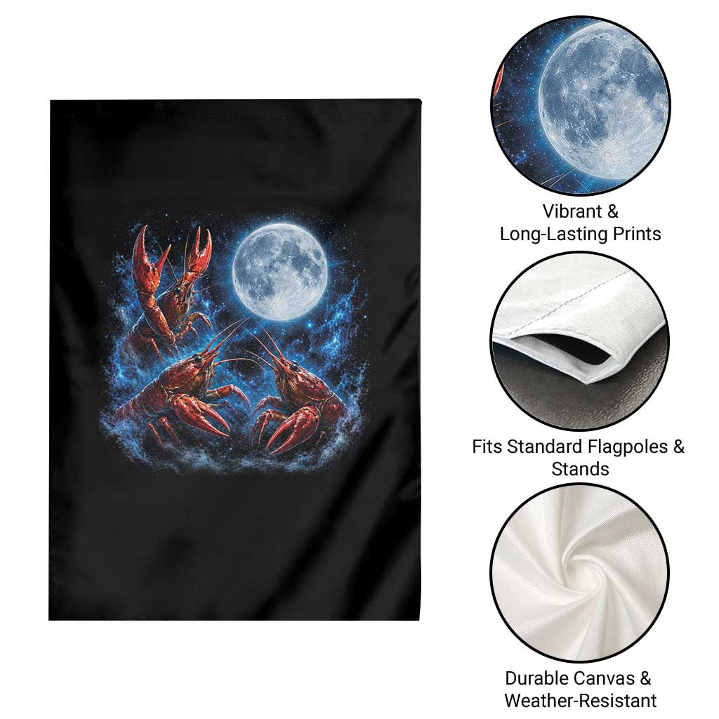 Three Crawfish Moon Garden Flag Lobster Howling To The Moon Vintage Moon Animals TS10 Print Your Wear