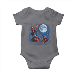 Three Crawfish Moon Baby Onesie Lobster Howling To The Moon Vintage Moon Animals TS10 Charcoal Print Your Wear