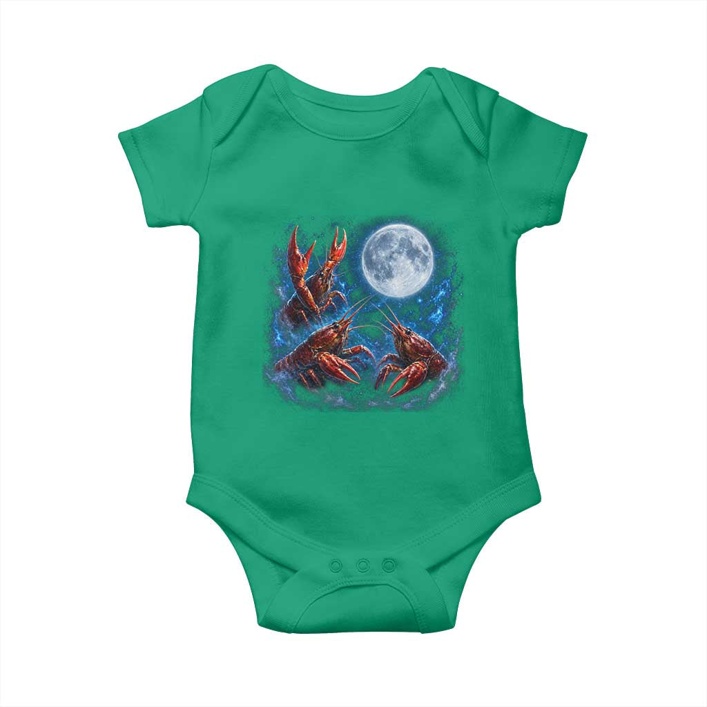 Three Crawfish Moon Baby Onesie Lobster Howling To The Moon Vintage Moon Animals TS10 Irish Green Print Your Wear