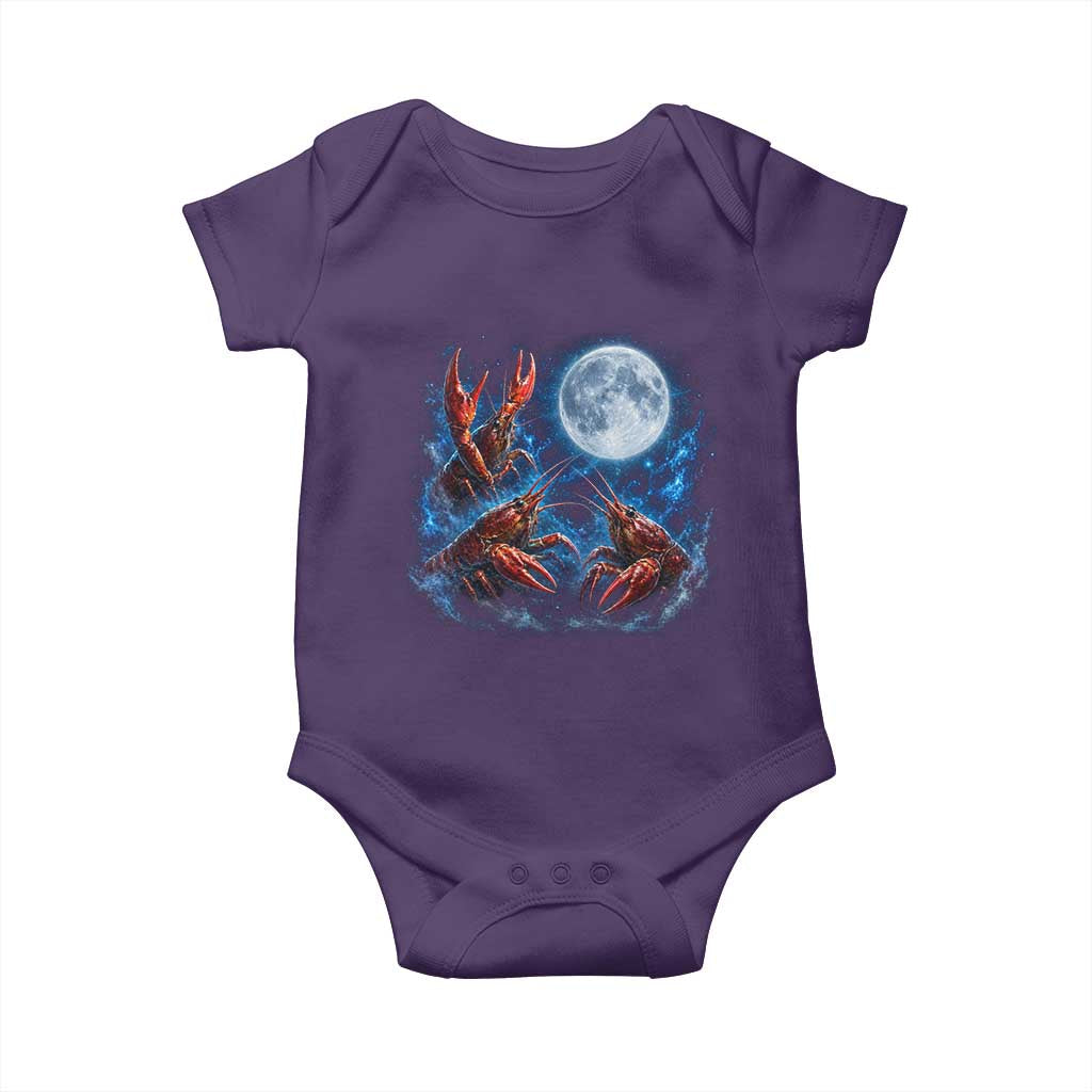 Three Crawfish Moon Baby Onesie Lobster Howling To The Moon Vintage Moon Animals TS10 Purple Print Your Wear