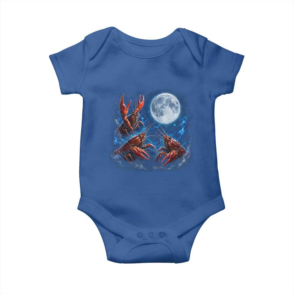 Three Crawfish Moon Baby Onesie Lobster Howling To The Moon Vintage Moon Animals TS10 Royal Blue Print Your Wear
