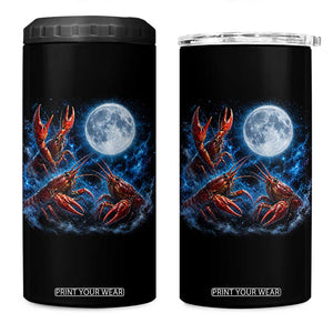 Three Crawfish Moon 4 in 1 Can Cooler Tumbler Lobster Howling To The Moon Vintage Moon Animals TS10 One Size: 16 oz Black Print Your Wear