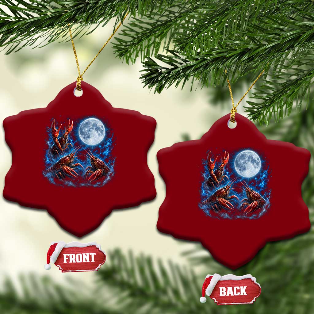 Three Crawfish Moon Ceramic Ornament Lobster Howling To The Moon Vintage Moon Animals TS10 Print Your Wear