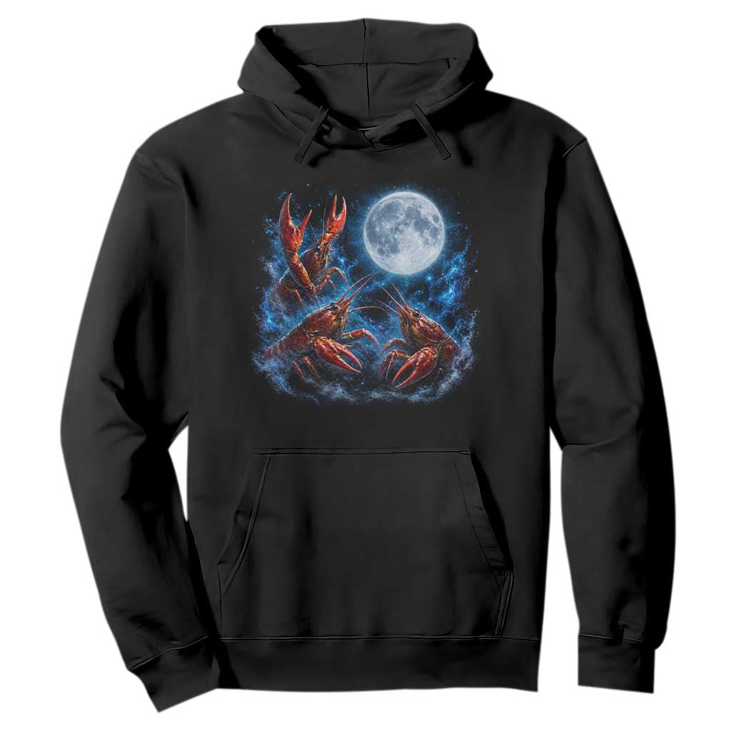 Three Crawfish Moon Hoodie Lobster Howling To The Moon Vintage Moon Animals TS10 Black Print Your Wear