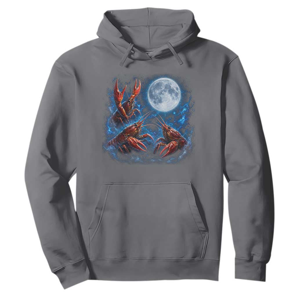 Three Crawfish Moon Hoodie Lobster Howling To The Moon Vintage Moon Animals TS10 Charcoal Print Your Wear