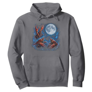 Three Crawfish Moon Hoodie Lobster Howling To The Moon Vintage Moon Animals TS10 Charcoal Print Your Wear