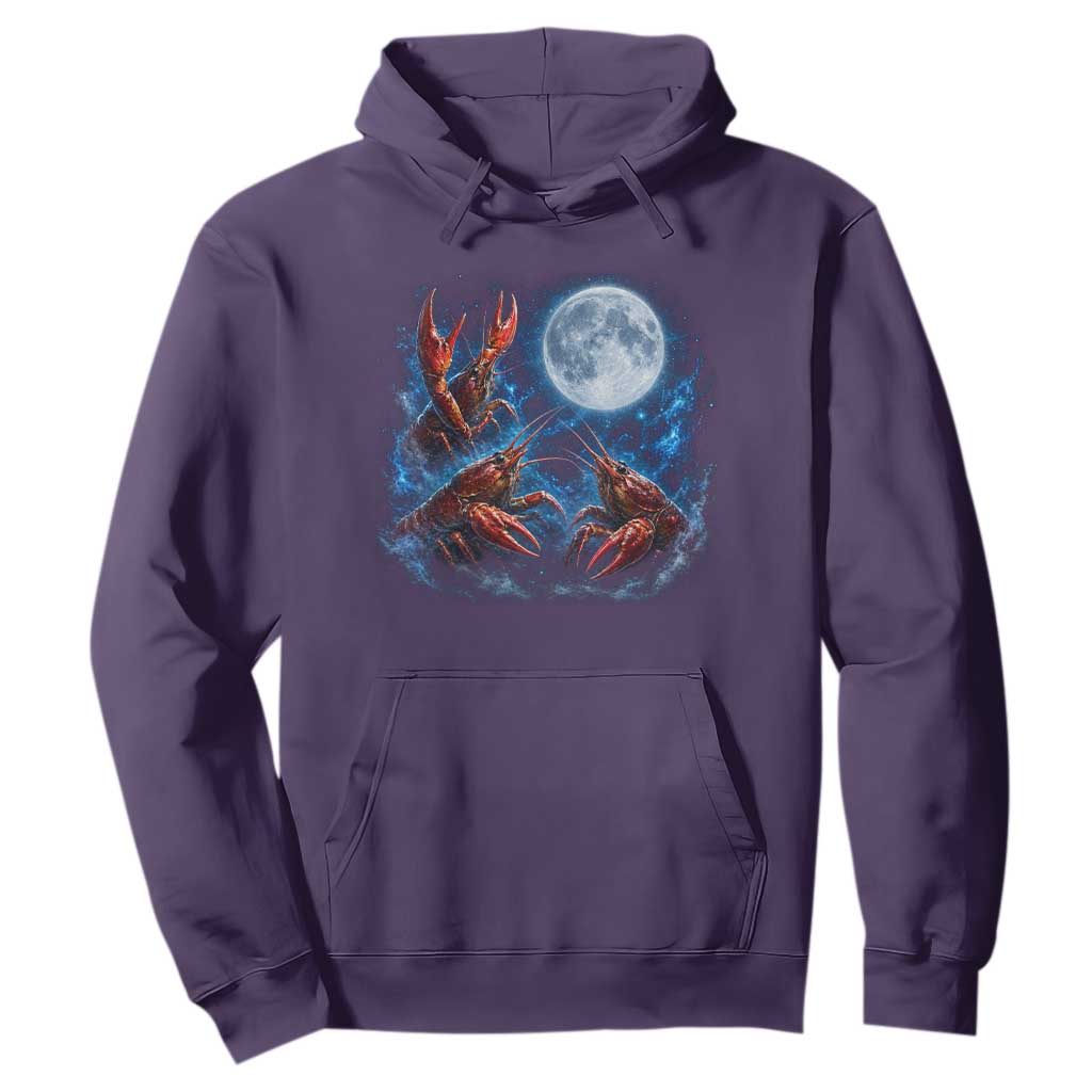 Three Crawfish Moon Hoodie Lobster Howling To The Moon Vintage Moon Animals TS10 Purple Print Your Wear