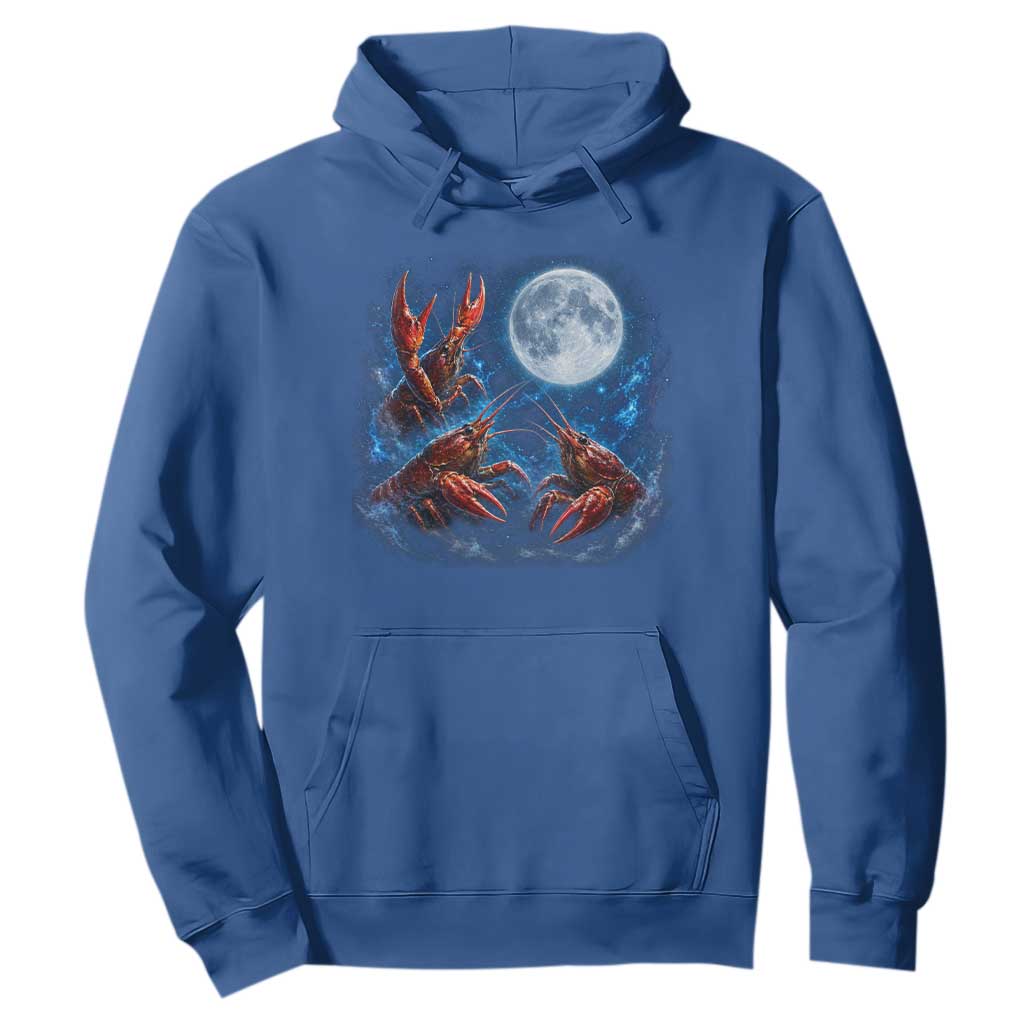 Three Crawfish Moon Hoodie Lobster Howling To The Moon Vintage Moon Animals TS10 Royal Blue Print Your Wear