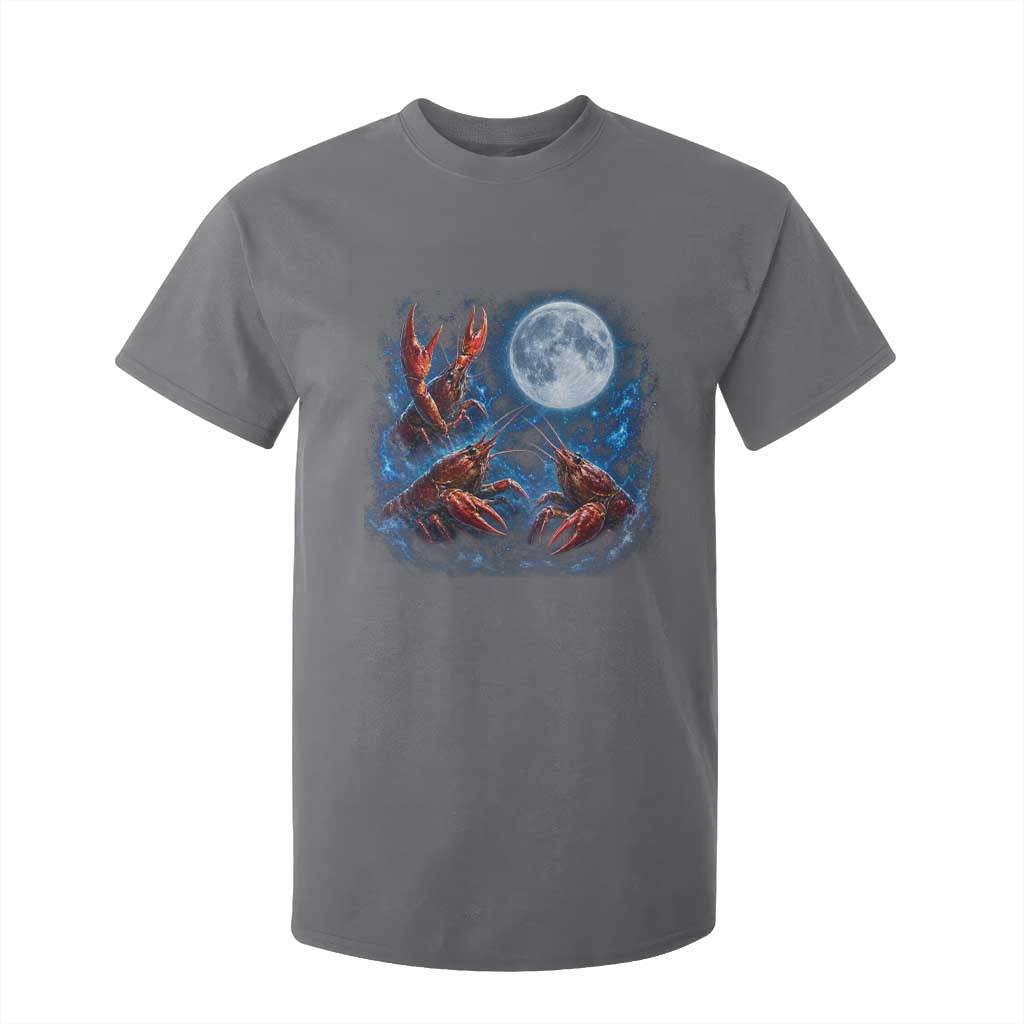 Three Crawfish Moon T Shirt For Kid Lobster Howling To The Moon Vintage Moon Animals TS10 Charcoal Print Your Wear