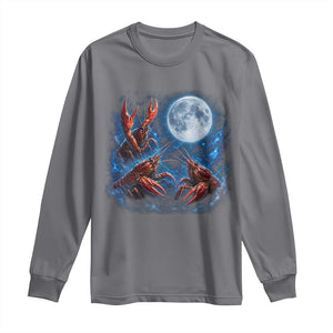 Three Crawfish Moon Long Sleeve Shirt Lobster Howling To The Moon Vintage Moon Animals TS10 Charcoal Print Your Wear