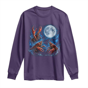 Three Crawfish Moon Long Sleeve Shirt Lobster Howling To The Moon Vintage Moon Animals TS10 Purple Print Your Wear