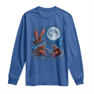 Three Crawfish Moon Long Sleeve Shirt Lobster Howling To The Moon Vintage Moon Animals TS10 Royal Blue Print Your Wear