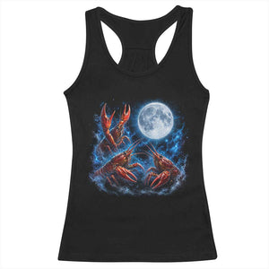 Three Crawfish Moon Racerback Tank Top Lobster Howling To The Moon Vintage Moon Animals TS10 Black Print Your Wear