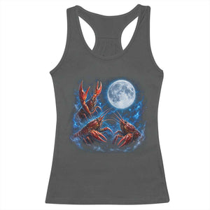 Three Crawfish Moon Racerback Tank Top Lobster Howling To The Moon Vintage Moon Animals TS10 Dark Heather Print Your Wear