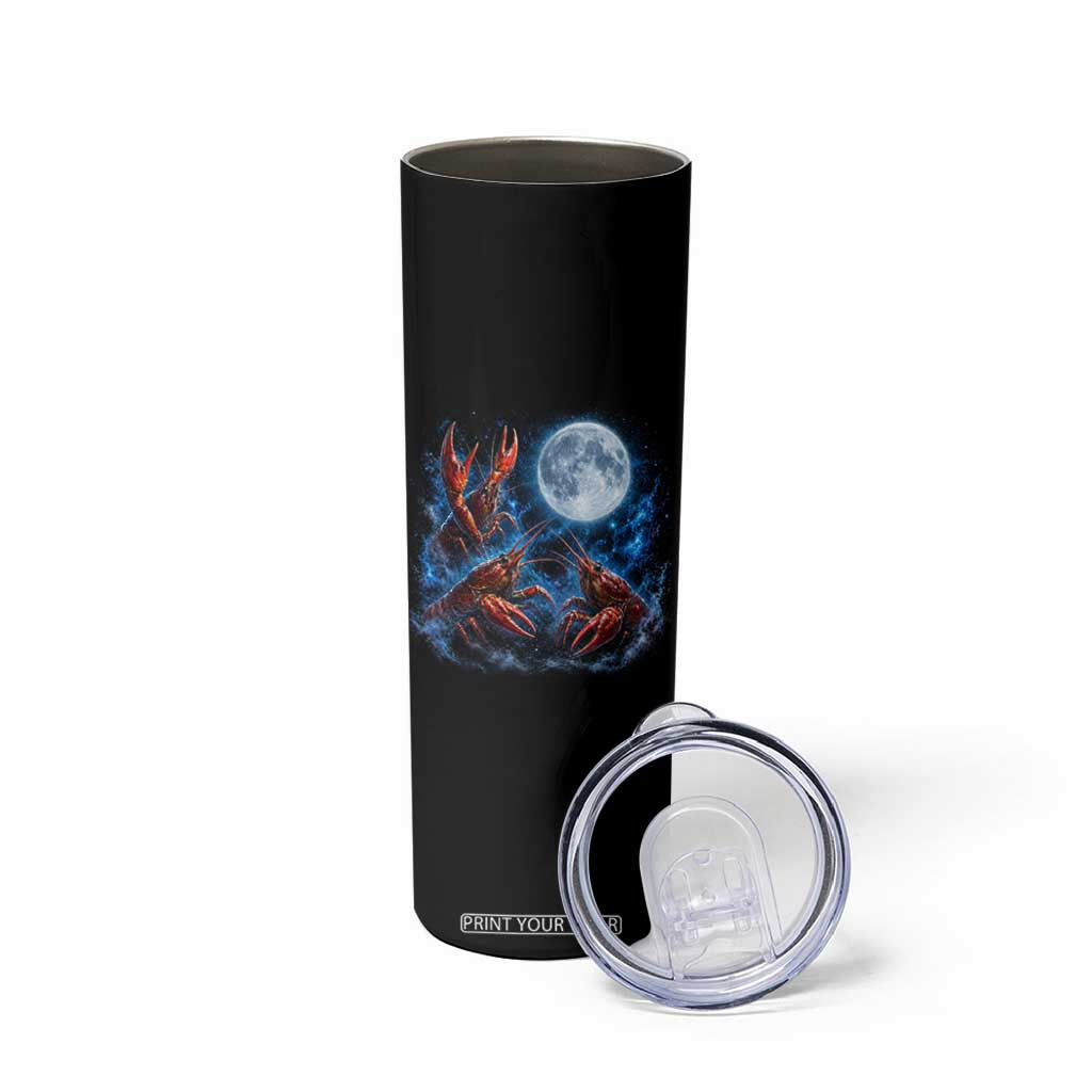 Three Crawfish Moon Skinny Tumbler Lobster Howling To The Moon Vintage Moon Animals TS10 Print Your Wear