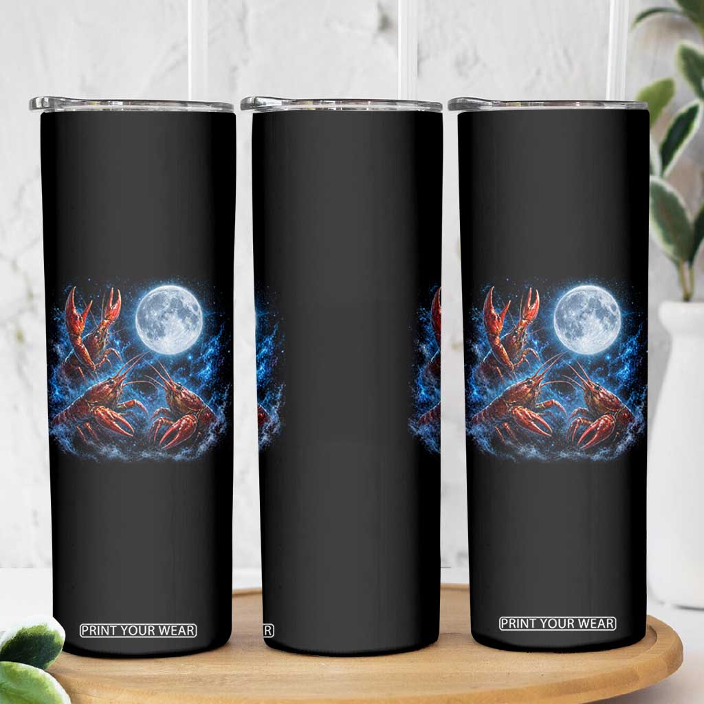 Three Crawfish Moon Skinny Tumbler Lobster Howling To The Moon Vintage Moon Animals TS10 Print Your Wear