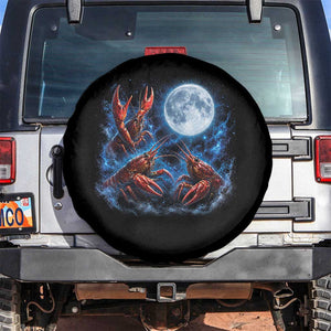 Three Crawfish Moon Spare Tire Cover Lobster Howling To The Moon Vintage Moon Animals TS10 No hole Black Print Your Wear