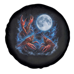Three Crawfish Moon Spare Tire Cover Lobster Howling To The Moon Vintage Moon Animals TS10 Print Your Wear