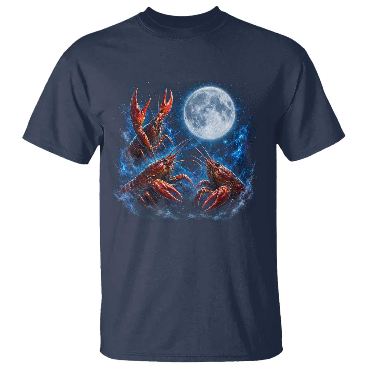 Three Crawfish Moon T Shirt Lobster Howling To The Moon Vintage Moon Animals TS10 Navy Print Your Wear