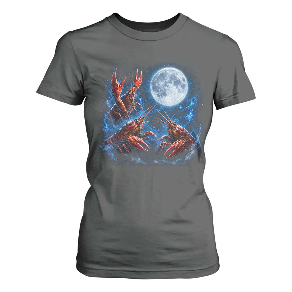 Three Crawfish Moon T Shirt For Women Lobster Howling To The Moon Vintage Moon Animals TS10 Dark Heather Print Your Wear