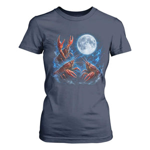 Three Crawfish Moon T Shirt For Women Lobster Howling To The Moon Vintage Moon Animals TS10 Navy Print Your Wear