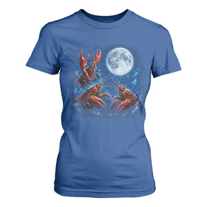 Three Crawfish Moon T Shirt For Women Lobster Howling To The Moon Vintage Moon Animals TS10 Royal Blue Print Your Wear