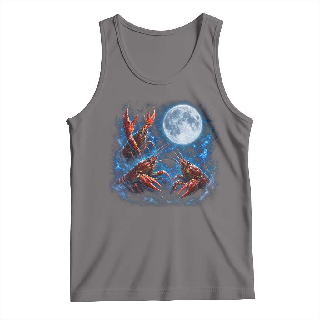 Three Crawfish Moon Tank Top Lobster Howling To The Moon Vintage Moon Animals TS10 Deep Heather Print Your Wear