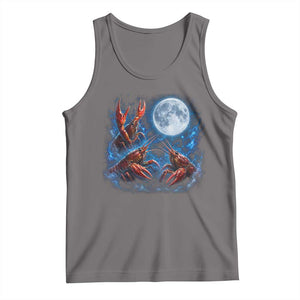 Three Crawfish Moon Tank Top Lobster Howling To The Moon Vintage Moon Animals TS10 Deep Heather Print Your Wear