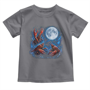 Three Crawfish Moon Toddler T Shirt Lobster Howling To The Moon Vintage Moon Animals TS10 Charcoal Print Your Wear