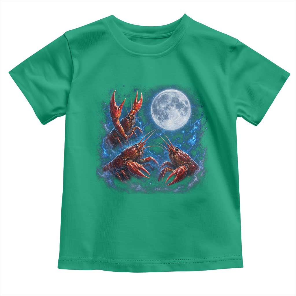 Three Crawfish Moon Toddler T Shirt Lobster Howling To The Moon Vintage Moon Animals TS10 Irish Green Print Your Wear