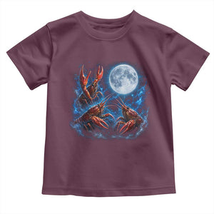 Three Crawfish Moon Toddler T Shirt Lobster Howling To The Moon Vintage Moon Animals TS10 Maroon Print Your Wear
