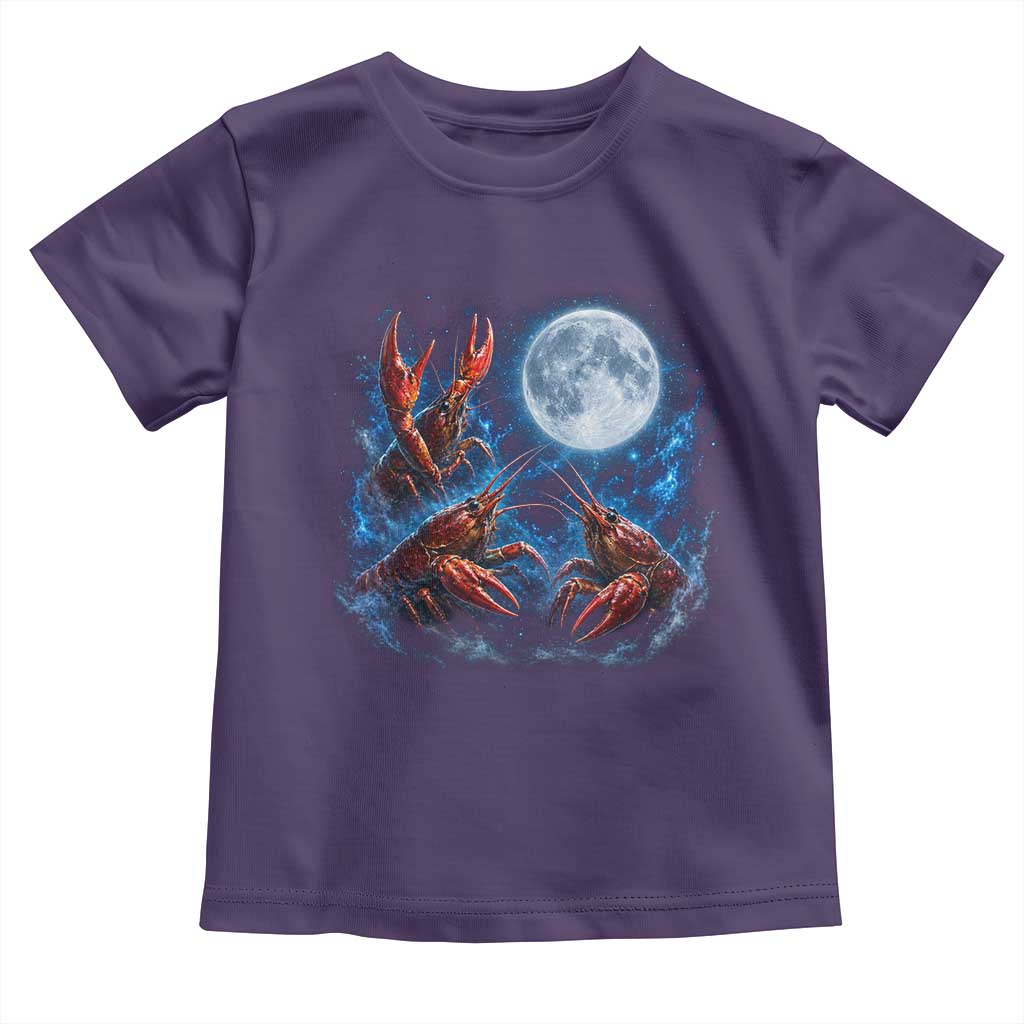 Three Crawfish Moon Toddler T Shirt Lobster Howling To The Moon Vintage Moon Animals TS10 Purple Print Your Wear