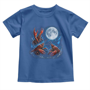 Three Crawfish Moon Toddler T Shirt Lobster Howling To The Moon Vintage Moon Animals TS10 Royal Blue Print Your Wear