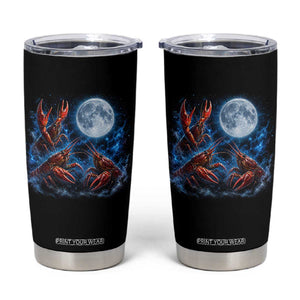 Three Crawfish Moon Tumbler Cup Lobster Howling To The Moon Vintage Moon Animals TS10 Black Print Your Wear