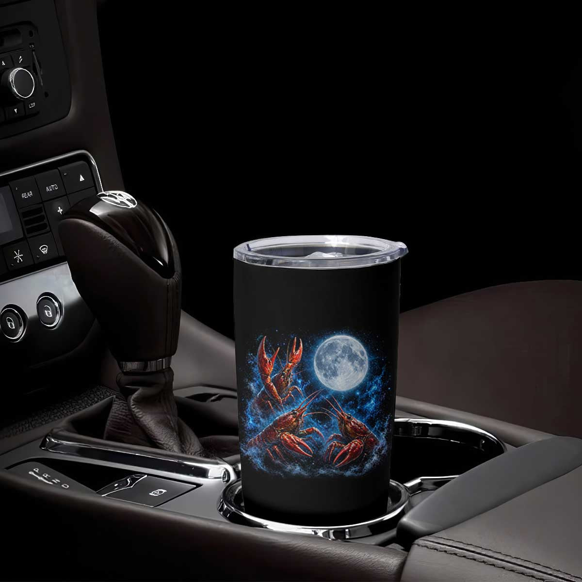 Three Crawfish Moon Tumbler Cup Lobster Howling To The Moon Vintage Moon Animals TS10 Print Your Wear