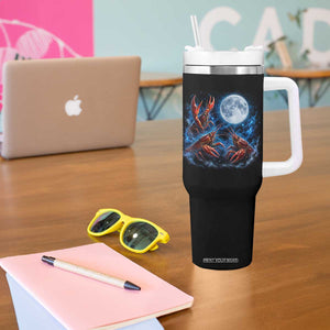 Three Crawfish Moon Tumbler With Handle Lobster Howling To The Moon Vintage Moon Animals TS10 Print Your Wear