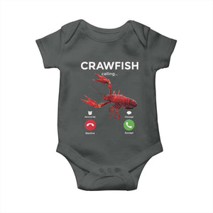 Crawfish Calling Baby Onesie Funny Fishing Cajun Boil Lobster Meme TS10 Dark Heather Print Your Wear