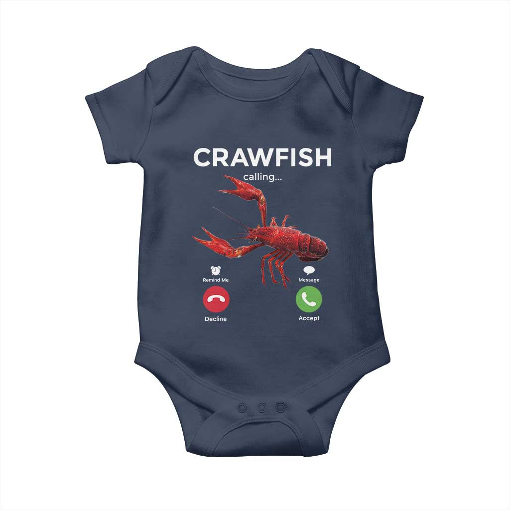 Crawfish Calling Baby Onesie Funny Fishing Cajun Boil Lobster Meme TS10 Navy Print Your Wear