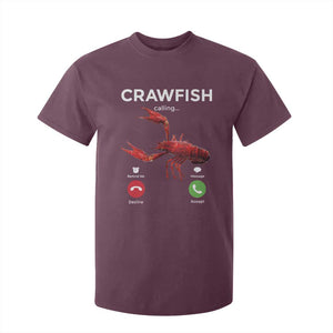 Crawfish Calling T Shirt For Kid Funny Fishing Cajun Boil Lobster Meme TS10 Maroon Print Your Wear
