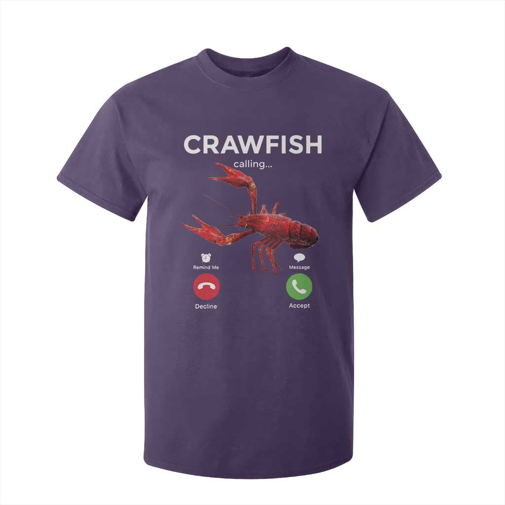 Crawfish Calling T Shirt For Kid Funny Fishing Cajun Boil Lobster Meme TS10 Purple Print Your Wear