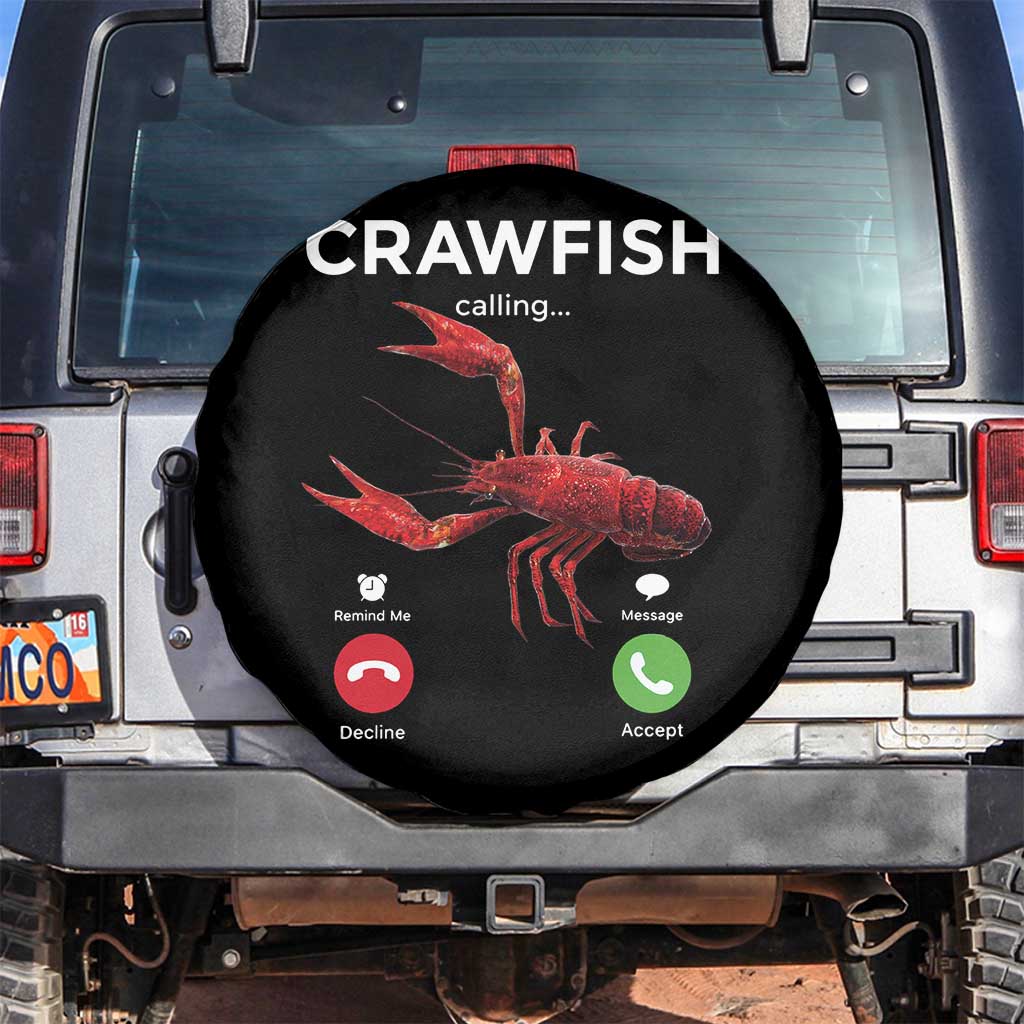 Crawfish Calling Spare Tire Cover Funny Fishing Cajun Boil Lobster Meme TS10 No hole Black Print Your Wear