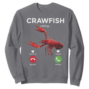 Crawfish Calling Sweatshirt Funny Fishing Cajun Boil Lobster Meme TS10 Charcoal Print Your Wear