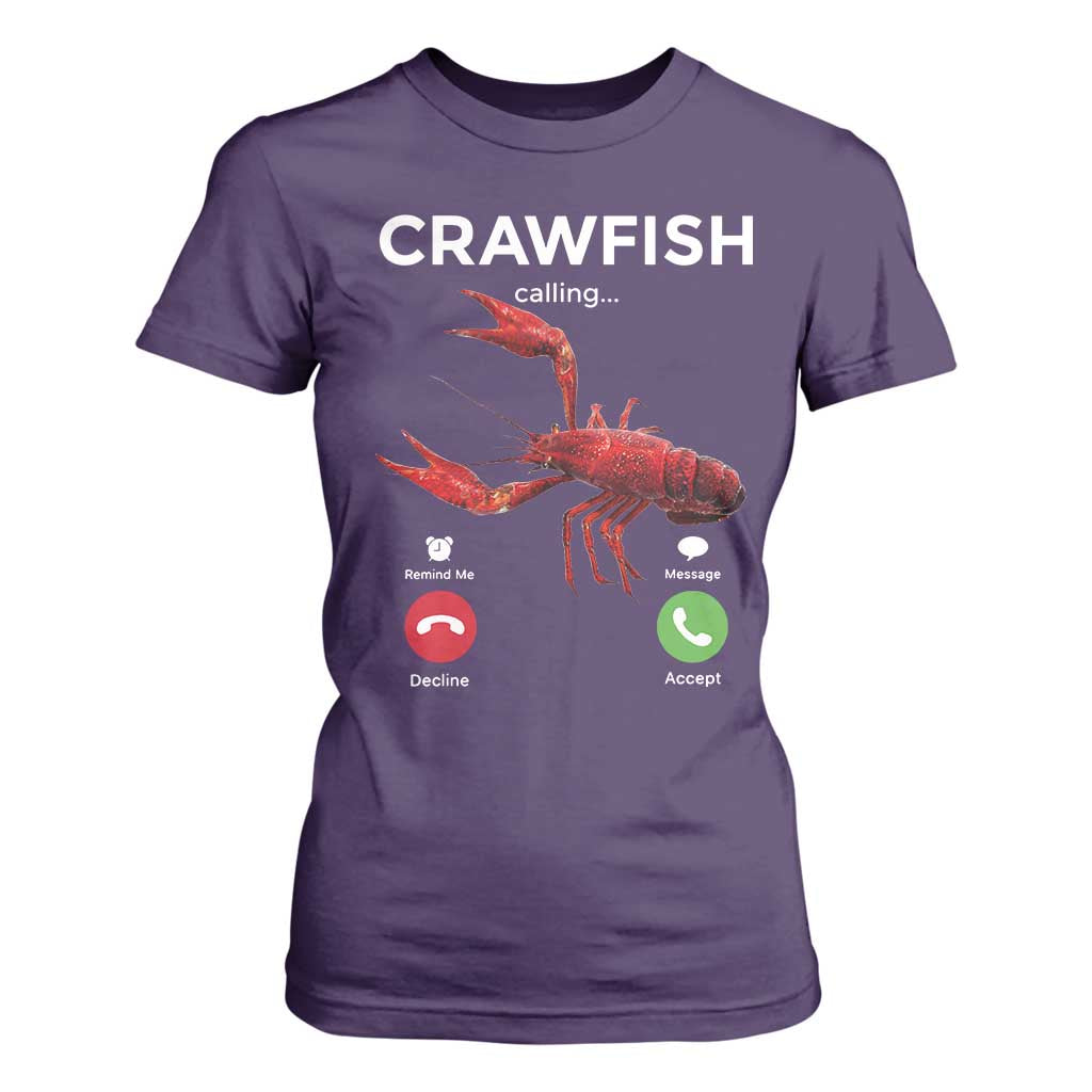 Crawfish Calling T Shirt For Women Funny Fishing Cajun Boil Lobster Meme TS10 Purple Print Your Wear